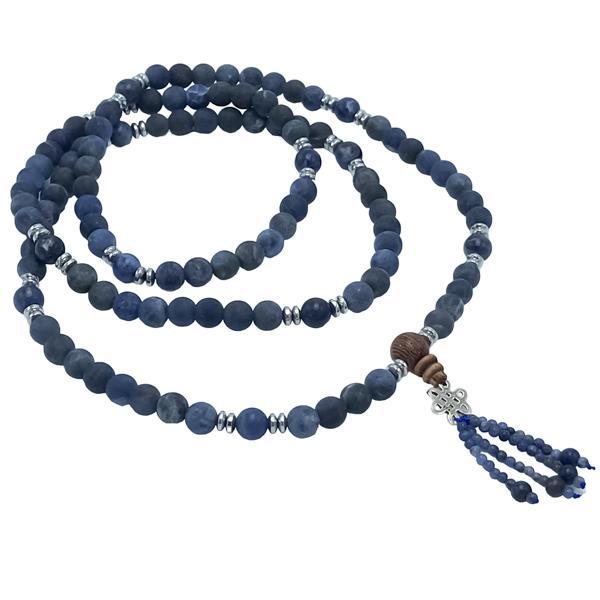 COLLANA BRACCIALE JAPAMALA UNISEX SODALITE 108 GRANI  MANTRA MEDITAZIONE  EQUILIBRIO INTERIORE