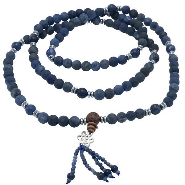 COLLANA BRACCIALE JAPAMALA UNISEX SODALITE 108 GRANI  MANTRA MEDITAZIONE  EQUILIBRIO INTERIORE