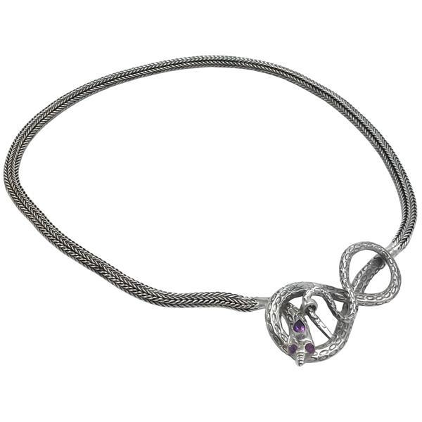 COLLANA SERPENTE GIROCOLLO SEMIRIGIDO AMETISTA ARGENTO 925