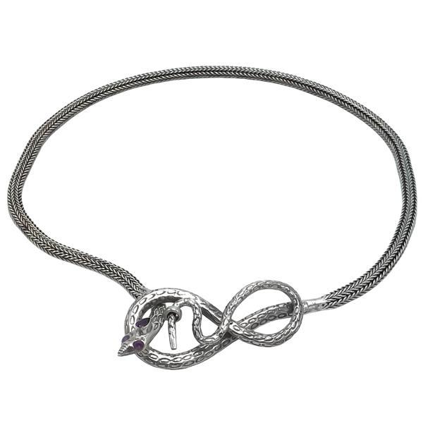 COLLANA SERPENTE GIROCOLLO SEMIRIGIDO AMETISTA ARGENTO 925