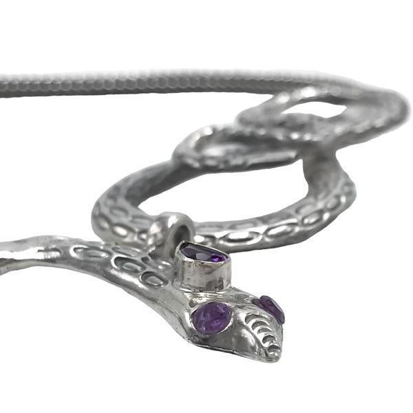 COLLANA SERPENTE GIROCOLLO SEMIRIGIDO AMETISTA ARGENTO 925