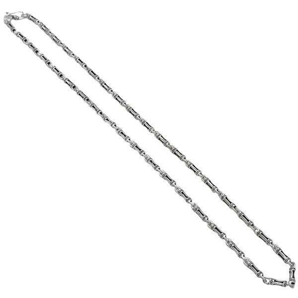 COLLANA UNISEX  ELEMENTI TUBOLARI PUNTINATI CONCATENATI ARGENTO 925