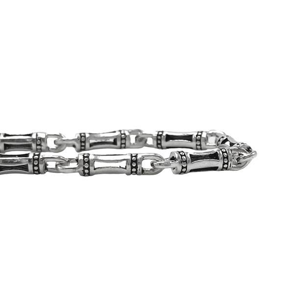 COLLANA UNISEX  ELEMENTI TUBOLARI PUNTINATI CONCATENATI ARGENTO 925