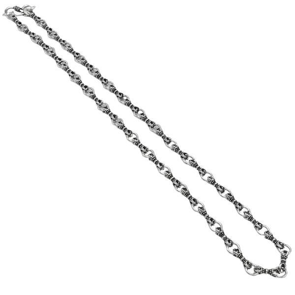 COLLANA UNISEX  ELEMENTI RILIEVO DOPPIO VAJRA CONCATENATI ARGENTO 925