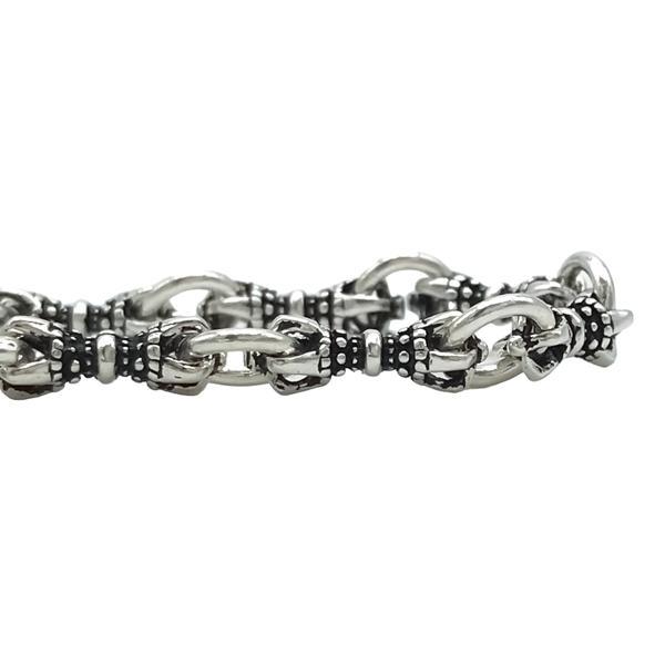COLLANA UNISEX  ELEMENTI RILIEVO DOPPIO VAJRA CONCATENATI ARGENTO 925