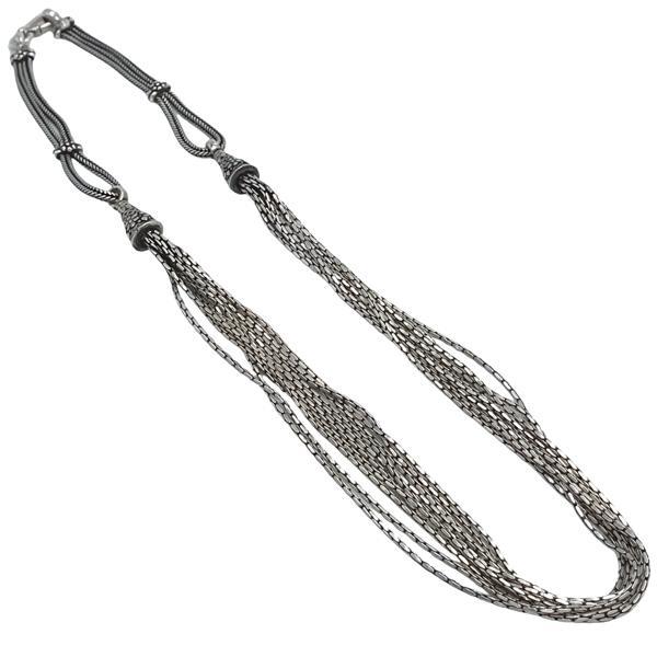 COLLANA MULTIFILO MAGLIA CUBANA NEPALESE ETNICA ARGENTO 925
