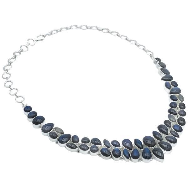 COLLANA HANDMADE LUXURY PIETRA LABRADORITE REGOLABILE ARGENTO 925