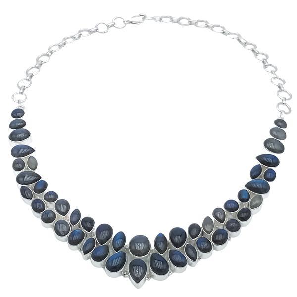 COLLANA HANDMADE LUXURY PIETRA LABRADORITE REGOLABILE ARGENTO 925