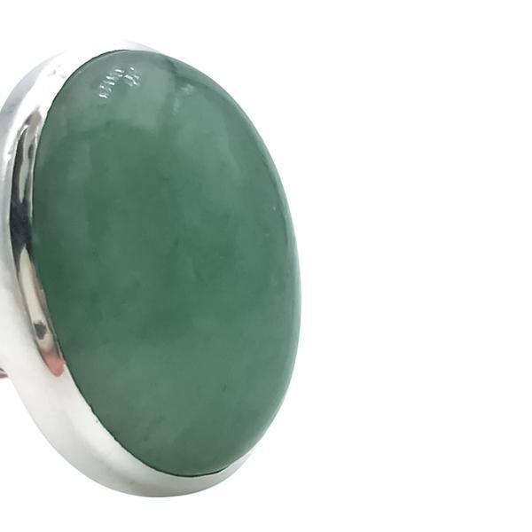 ANELLO FASCIA REGOLABILE PIETRA OVALE MINIMAL CABOCHON AVVENTURINA ARGENTO 925