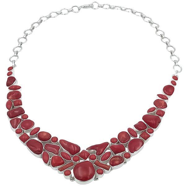 COLLANA HANDMADE LUXURY PIETRA CORALLO BAMBOO REGOLABILE ARGENTO 925