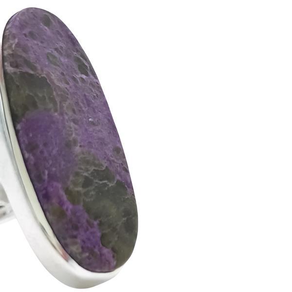 ANELLO OVALE REGOLABILE PIETRA NATURALE PURPURITE ARGENTO 925