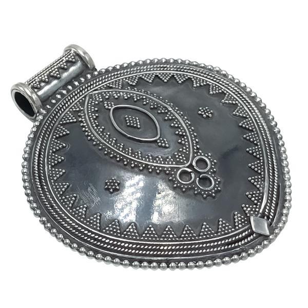 CIONDOLO ETNICO PENDENTE SCUDO BOHO CHIC RAJASTHAN ARGENTO 925