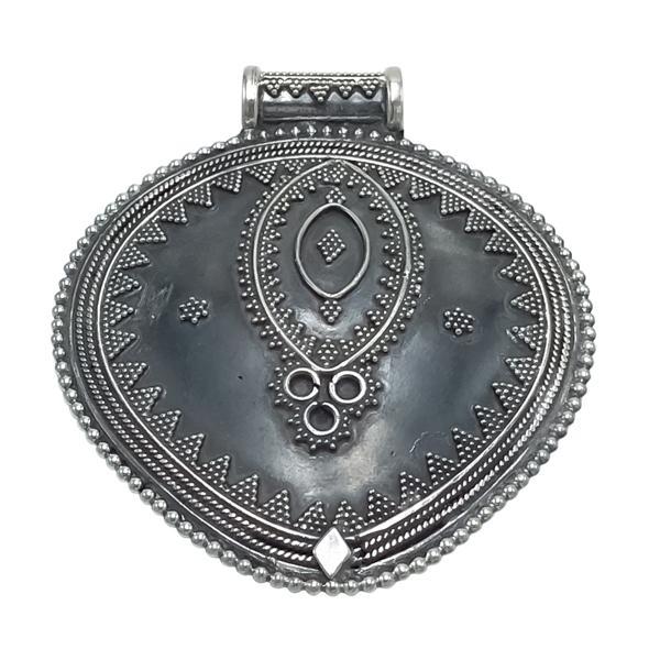 CIONDOLO ETNICO PENDENTE SCUDO BOHO CHIC RAJASTHAN ARGENTO 925