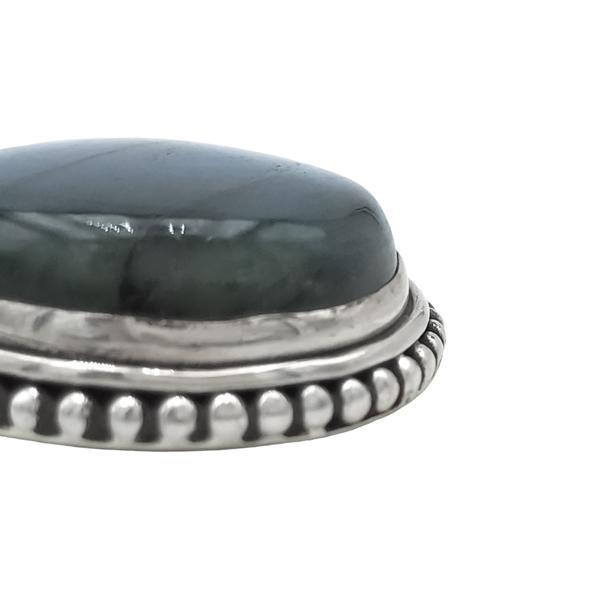 CIONDOLO PENDENTE MINIMAL PIETRA NATURALE LABRADORITE ROTONDA ARGENTO 925