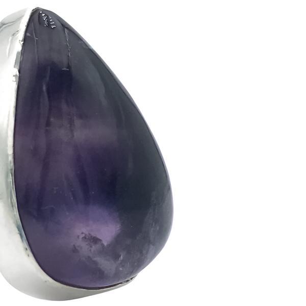 ANELLO MINIMAL GOCCIA PIETRA  NATURALE FLUORITE ARGENTO 925 