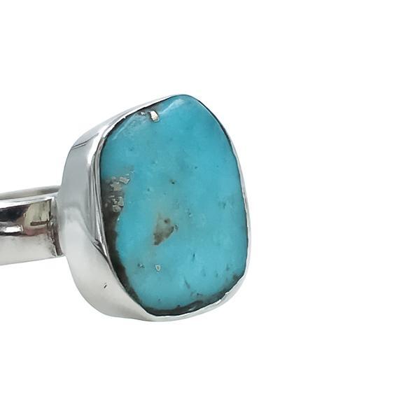 ANELLO MINIMAL IRREGOLARE PIETRA  NATURALE TURCHESE SLEEPING BEAUTY ARGENTO 925 