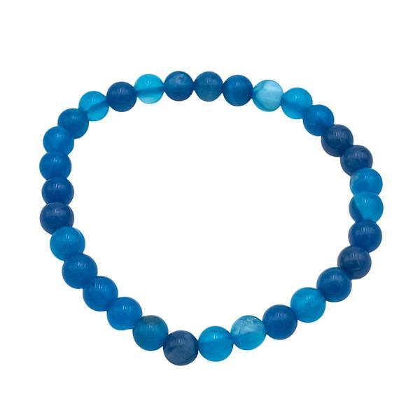 BRACCIALE ENERGETICO ELASTICO UNISEX SFERE AGATA BLU REGOLABILE 