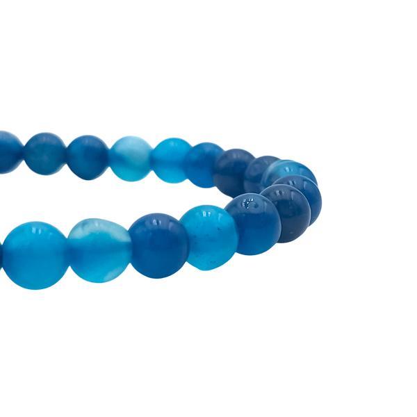 BRACCIALE ENERGETICO ELASTICO UNISEX SFERE AGATA BLU REGOLABILE 