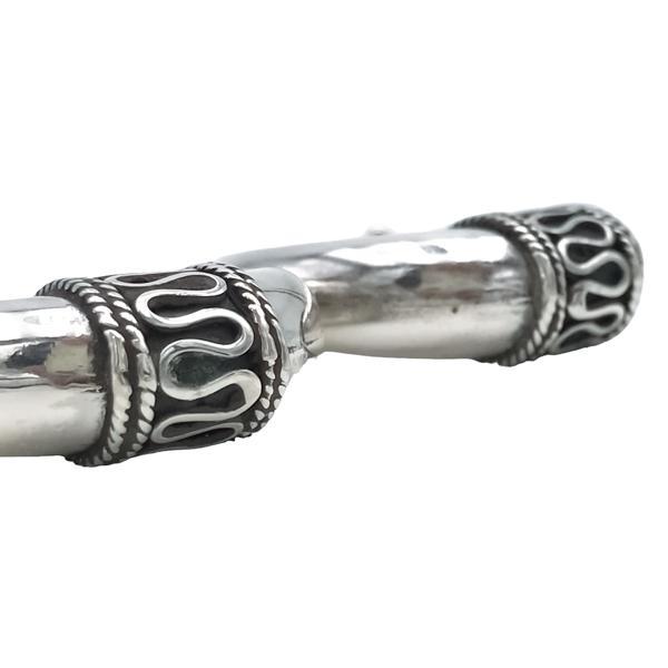 ORECCHINI CERCHIO BIG ETNICO BOMBATO GRANDE FASCIA DECORATA ARGENTO 925