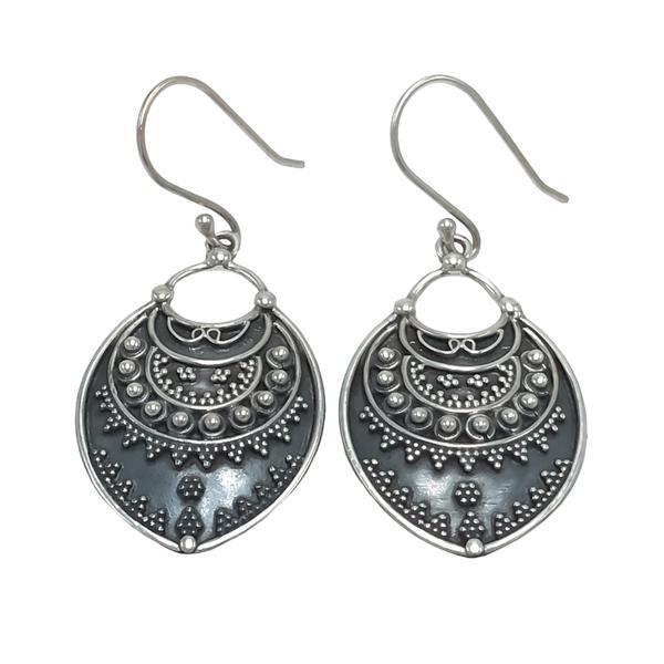 ORECCHINI ETHNIC OVALE LAVORATO  HANDMADE ARGENTO 925