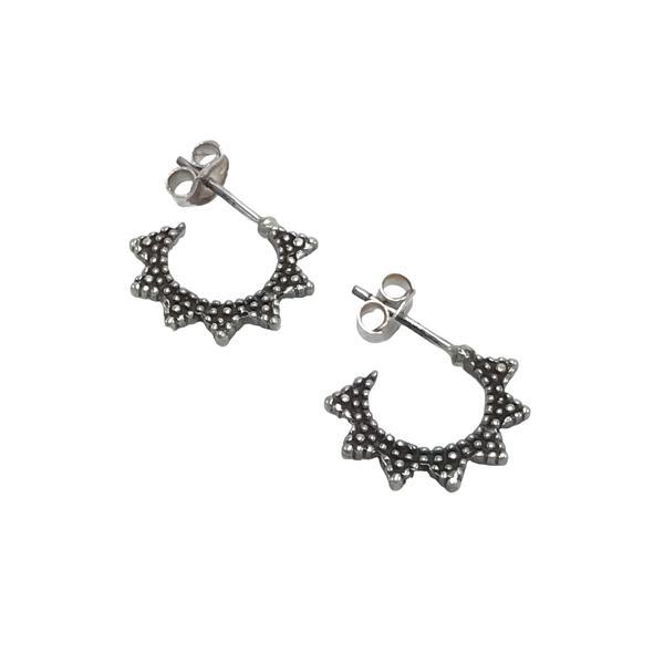 ORECCHINI ETHNIC CERCHI PUNTINATI A PUNTE  HANDMADE ARGENTO 925