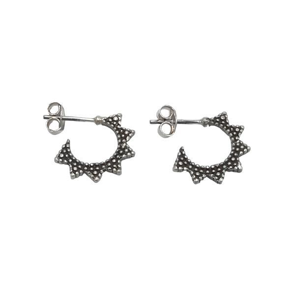 ORECCHINI ETHNIC CERCHI PUNTINATI A PUNTE  HANDMADE ARGENTO 925