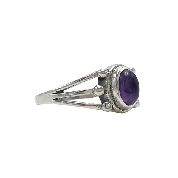 ANELLO MINIMAL ELEGANTE AMETISTA OVALE CABOCHON ARGENTO 925 