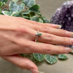 ANELLO BOHO PIETRA OVALE BRIOLETTE AGATA VERDE ARGENTO 925 