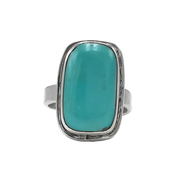 ANELLO MINIMAL PIETRA RETTANGOLARE  TURCHESE REGOLABILE ARGENTO 925 