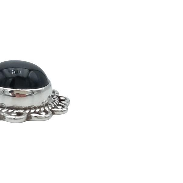 PENDENTE CORNICE ETNICO ROTONDO TORMALINA NERA PIETRA NATURALE ARGENTO 925