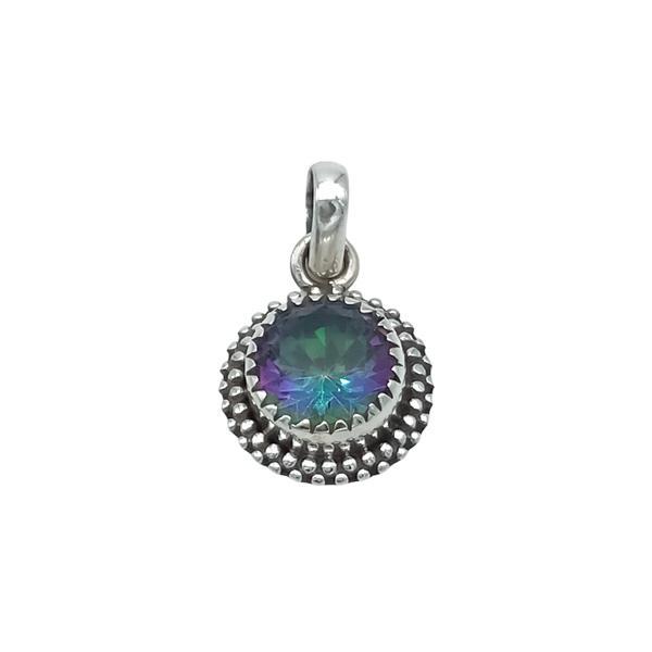 PENDENTE ETNICO CHIC PIETRA ROTONDA MYSTIC TOPAZ PIETRA NATURALE ARGENTO 925