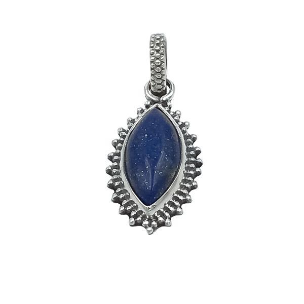 PENDENTE ETNICO CHIC OVALE LAPISLAZZULI PIETRA NATURALE ARGENTO 925