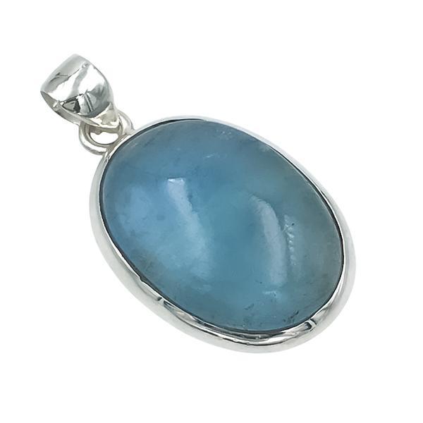 PENDENTE MINIMAL OVALE CELESTINA PIETRA NATURALE ARGENTO 925