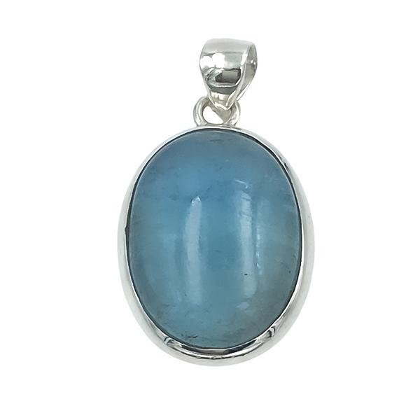 PENDENTE MINIMAL OVALE CELESTINA PIETRA NATURALE ARGENTO 925