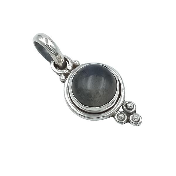PENDENTE ETNICO ROTONDO LABRADORITE PIETRA NATURALE ARGENTO 925