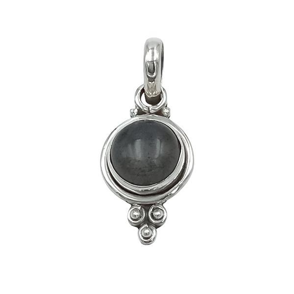 PENDENTE ETNICO ROTONDO LABRADORITE PIETRA NATURALE ARGENTO 925