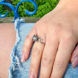 ANELLO CUTE KITTY GATTO REGOLABILE ARGENTO 925 