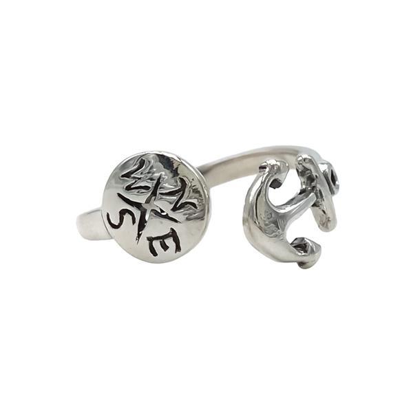 ANELLO SEA ANCORA ROSA DEI VENTI REGOLABILE ARGENTO 925 