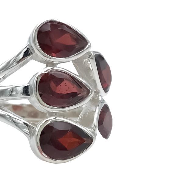 ANELLO GOCCE GRANATO BRIOLETTE ARGENTO 925 