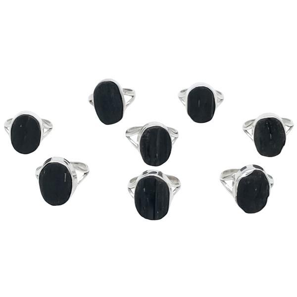 ANELLO PROTEZIONE ENERGETICA TORMALINA NERA GREZZA OVALE ARGENTO 925 