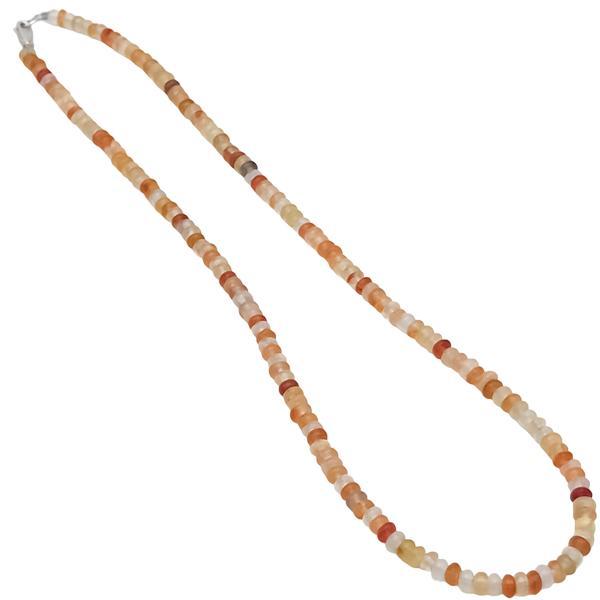 COLLANA ENERGETICA UNISEX CRISTALLI CORNIOLA RONDELLE ARGENTO 925
