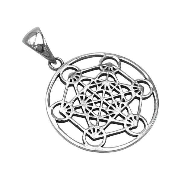 CIONDOLO PENDENTE CUBO DI METRATRON GEOMETRIA SACRA ARGENTO 925