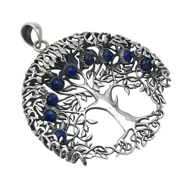 CIONDOLO ALBERO DELLA VITA PIETRA NATURALE LAPISLAZZULI ARGENTO 925