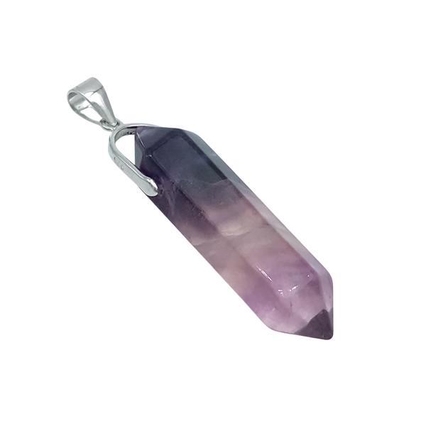 CIONDOLO PENDENTE LASER BITERMINATO FLUORITE ARGENTO 925
