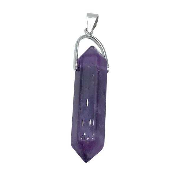 CIONDOLO PENDENTE LASER BITERMINATO AMETISTA ARGENTO 925