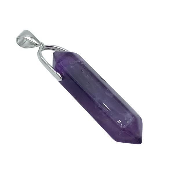 CIONDOLO PENDENTE LASER BITERMINATO AMETISTA ARGENTO 925