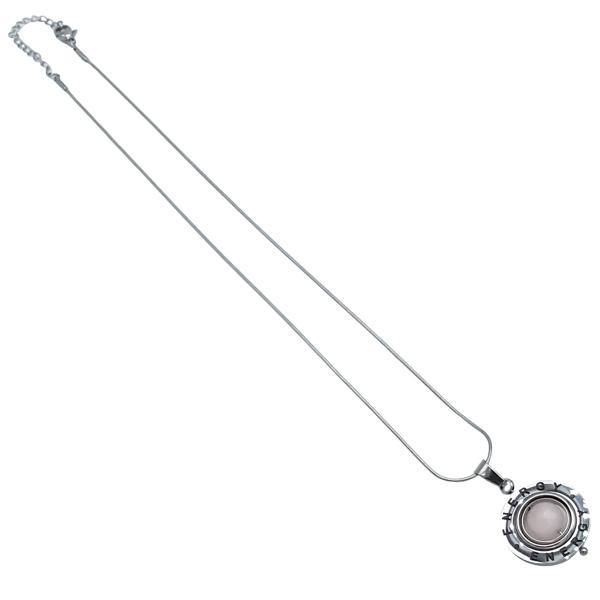 COLLANA CATENA CODA DI TOPO CIONDOLO ENERGY PIETRA ENERGETICA QUARZO ROSA NATURALE ACCIAIO