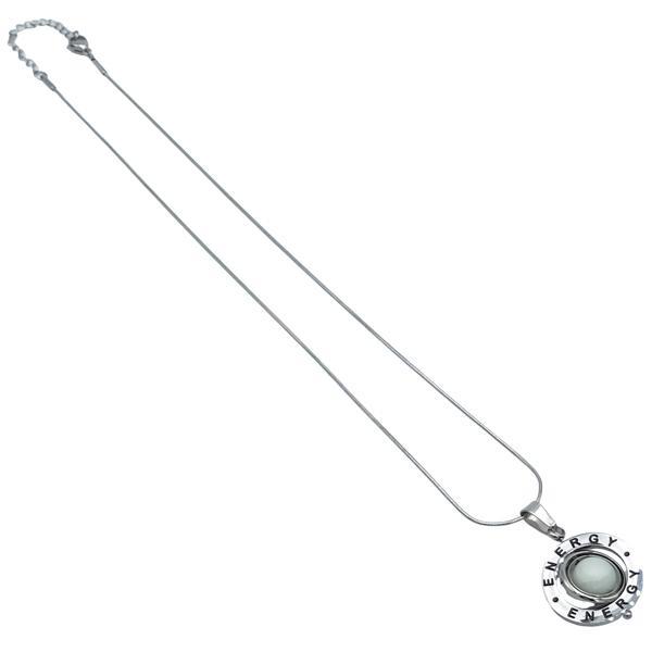 COLLANA CATENA CODA DI TOPO CIONDOLO ENERGY PIETRA ENERGETICA AMAZZONITE NATURALE ACCIAIO