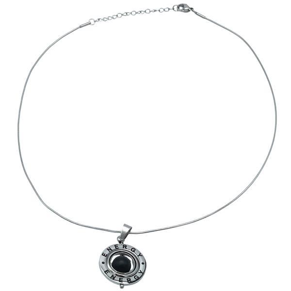 COLLANA CATENA CODA DI TOPO CIONDOLO ENERGY PIETRA ENERGETICA ONICE NERONATURALE ACCIAIO