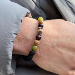 BRACCIALE CRYSTAL COMBO FORZA  ENERGETICO ELASTICO UNISEX PIETRE NATURALI  REGOLABILE 